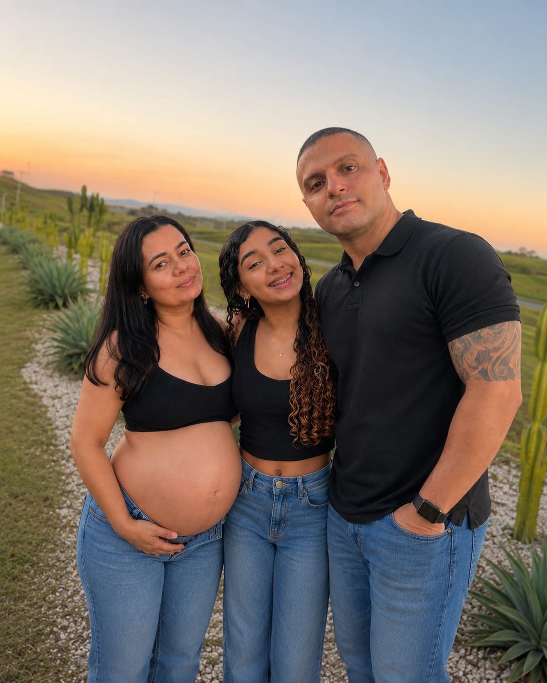 A família reunida ao entardecer